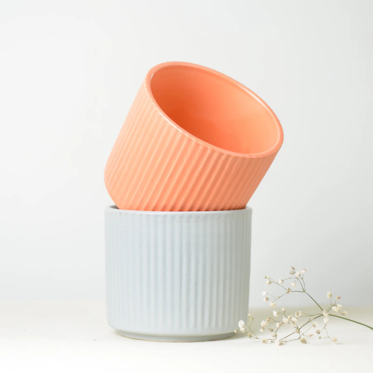 Roma Ceramic Vertical Striped Planter